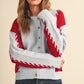 Gibs Two Color Cable Knit Sweater Cardigan