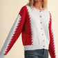 Gibs Two Color Cable Knit Sweater Cardigan
