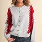 Gibs Two Color Cable Knit Sweater Cardigan