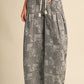 Bandana Print Pleated Barrel Pants