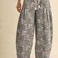 Bandana Print Pleated Barrel Pants