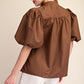 Soul Bubble Sleeve V-neck Stand Collar Shirt