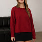 Boat Neck Raw Edge Knit Pullover Sweater