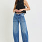 Shepherd Mid Rise Crop Barrel Curved Seam Line Detail Cuffed Jeans by Risen
