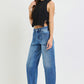 Shepherd Mid Rise Crop Barrel Curved Seam Line Detail Cuffed Jeans by Risen
