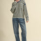 Return Contrast Triangle Stitch Striped Sweater