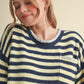 Return Contrast Triangle Stitch Striped Sweater