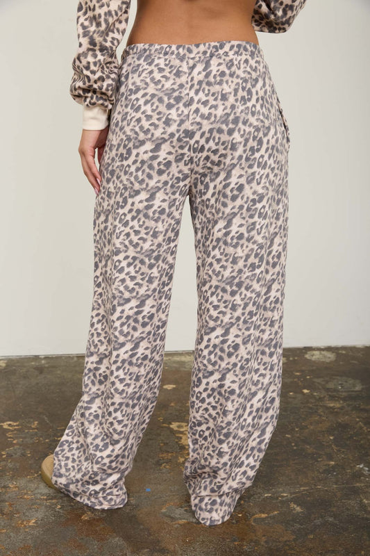 Walter Pants Leopard Drawstring Wide Leg Lounge Pants