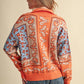Paisley Knit Mock Neck Half Zip Pullover Sweater