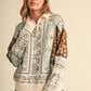 Paisley Knit Mock Neck Half Zip Pullover Sweater