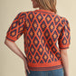 Ward Geometric Knit Short Sleeve Sweater