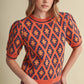 Ward Geometric Knit Short Sleeve Sweater