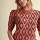 Ward Geometric Knit Short Sleeve Sweater