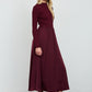 Attention Ribbed Mock Neck Satin Twofer Midi Dress
