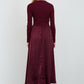 Attention Ribbed Mock Neck Satin Twofer Midi Dress