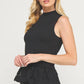 Richmond Lace Contrast Mock Neck Sleeveless Knit Top