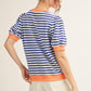 Exit Rib Band Binding Detail Stripe Top