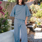 Marlowe Pants Stretch Mid Waist Stripe Wide Leg Pants