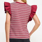 Bardstown Mixed Media Stripe Top-stitch Knit Top