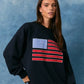 USA Flag Long Sleeve Crew Neck Oversized Sweatshirt