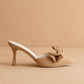 The Jane | Sand Pointed Toe Bow Accent Spring Kitten Heel