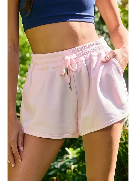 Ballet Shorts Pink Drawstring Solid Scuba Dolphin Shorts