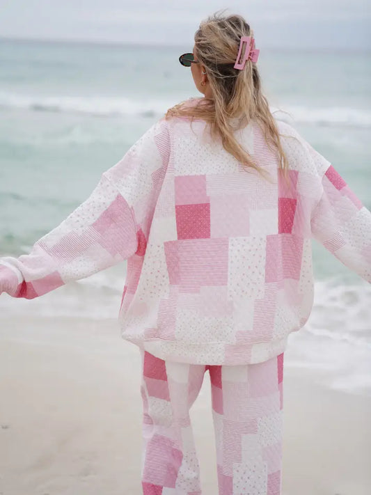 Margo Mockneck Quilted Patchwork Mockneck Sweatshirt