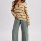 Savior Striped Lace Up Collar Knit Sweater