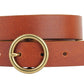 Round Brass Buckle Suede/Genuine Leather Belt｜Minimalist