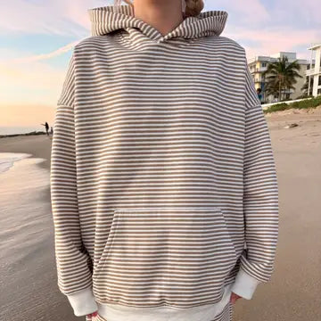 Bali Hoodie Dark Navy Blue and White Big Striped Hoodie