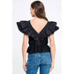 Harrods Ruffled Poplin Detail Knit Top