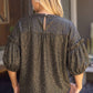 Stadium Ruffle Puff Sleeve Metallic Animal Print Top