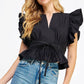 Midway Flutter Sleeve Peplum Poplin Top