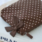 Espresso Polka Dot Bow Crinkle Makeup & Toiletry Bag by Case-Mate