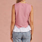 Georgetown Wrap-Over Mixed Media Sleeveless Striped Knit Top
