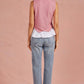 Georgetown Wrap-Over Mixed Media Sleeveless Striped Knit Top