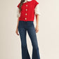 Big Shell Button Detail Sweater Vest