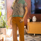 Animal Print Color block Grommet Detail Sherpa Top