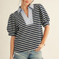 Andy Solid Contrast Detail Stripe Top