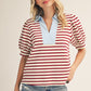 Andy Solid Contrast Detail Stripe Top