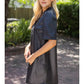 Ruffled V-Neck Solid Faux Leather Shift Dress