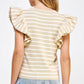Berea Layered Flutter Short Sleeve Stripe Top