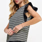 Bardstown Mixed Media Stripe Top-stitch Knit Top