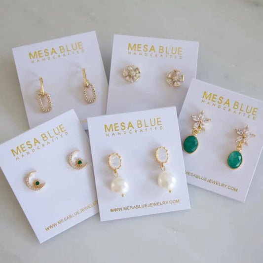 CZ Oval Dangle Earrings