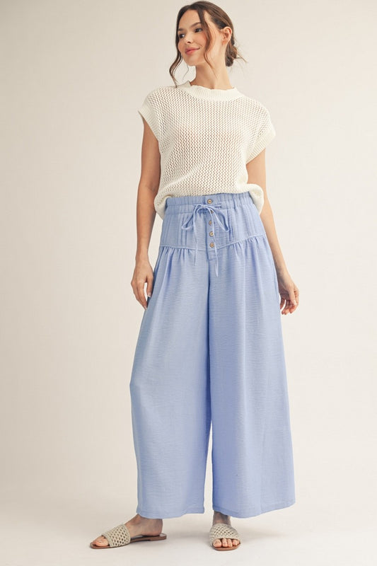 Lyric Drawstring Wasit Wide Leg Solid Pants Drawstring Wasit Wide Leg Solid Pants