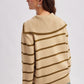 Savior Striped Lace Up Collar Knit Sweater