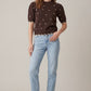 You Short Puff Sleeve Scallop Band Polkadot Sweater Top