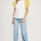 Louisville Ruffle Frill Mixed Media Knit Tee Top