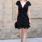 Taos Polka Dot Lace Trim Tiered Mini Dress