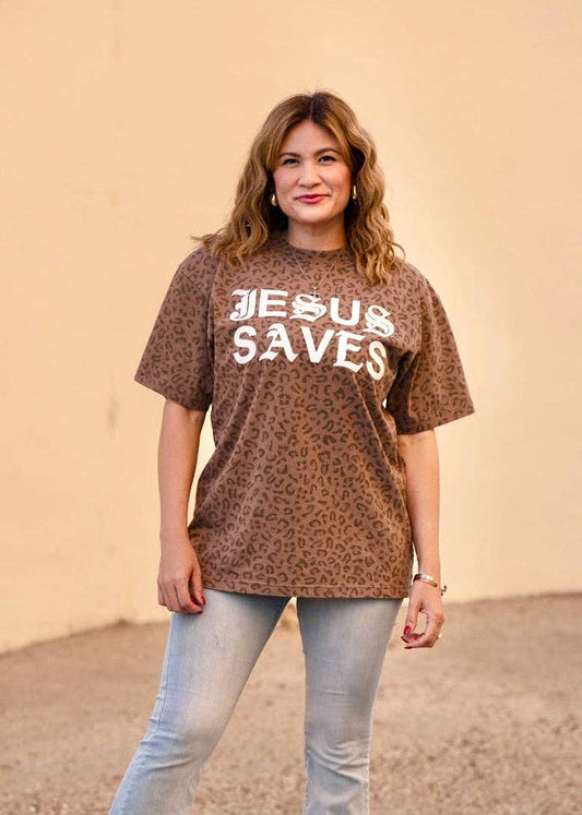 Jesus Saves Leopard Unisex Tee